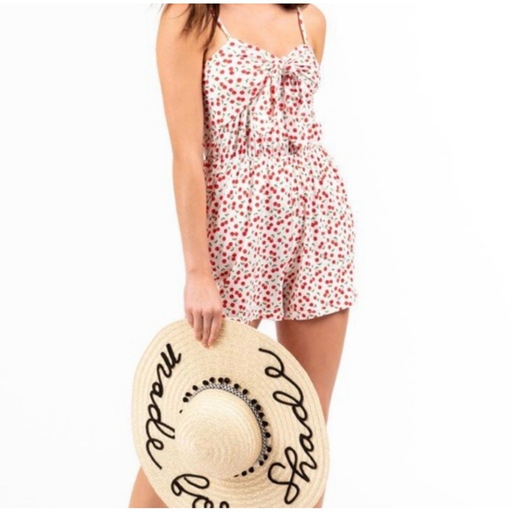 Women's romper Sz‎ Sm Cherry Bow Top Jumper One Piece Spring Beach Suit Fruity